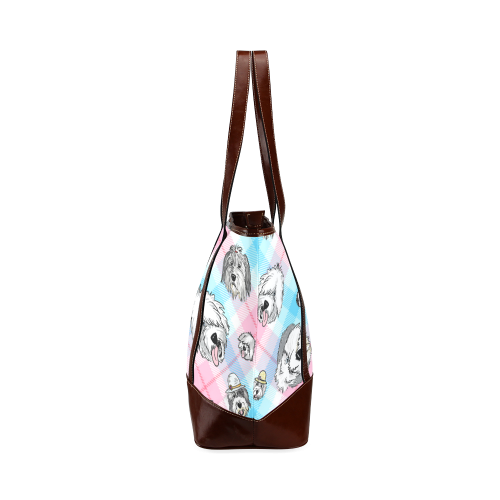 OES faces pink & blue Plaid Tote Handbag (Model 1642)