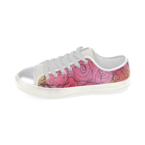 Red Pastel Roses. Inspired by the Magic Island of Gotland. Women's Classic Canvas Shoes (Model 018)