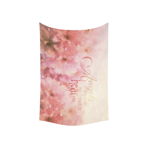 Pink Cherry Blossom for Angels Cotton Linen Wall Tapestry 60"x 40"