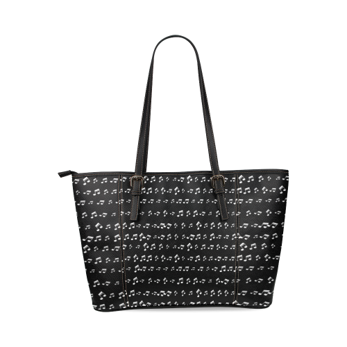Musical Notes Leather Tote Bag/Small (Model 1640)