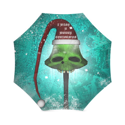 Funny skull mushroom with christmas hat Foldable Umbrella (Model U01)