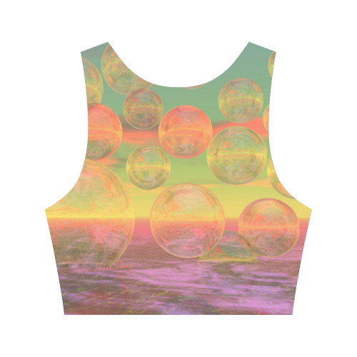 Autumn Ruminations, Abstract Gold Rose Glory Women's Crop Top (Model T42)