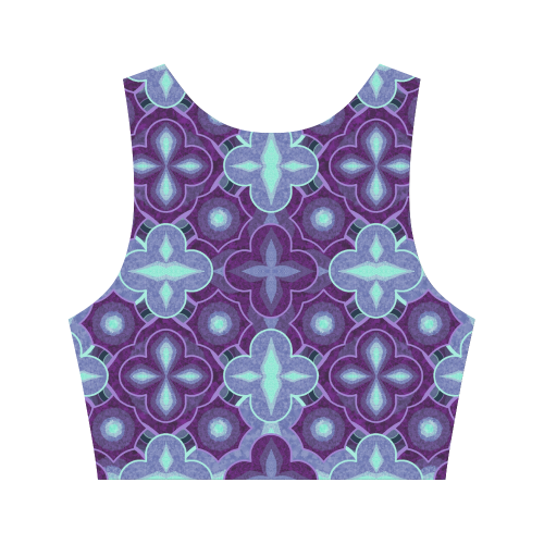 Purple blue pattern Women's Crop Top (Model T42)