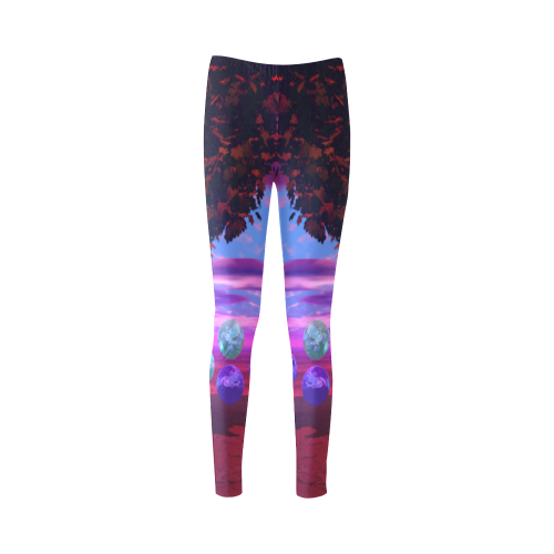 Bubble Garden, Abstract Rose  Azure Wisdom Cassandra Women's Leggings (Model L01)