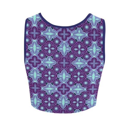 Purple blue seamless pattern Women's Crop Top (Model T42)
