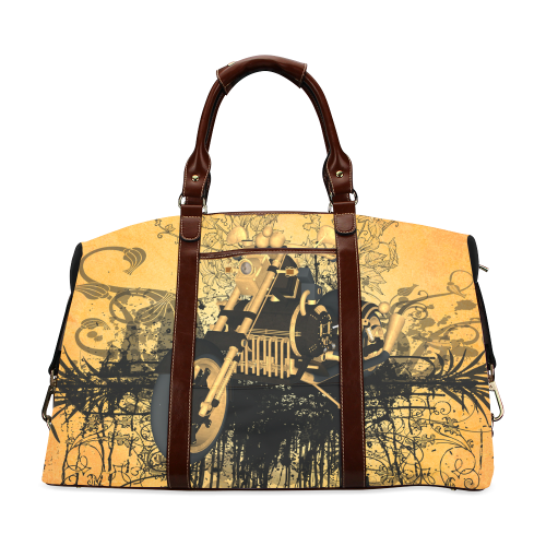 Steampunk, awesome motorcycle with floral elements Classic Travel Bag (Model 1643)