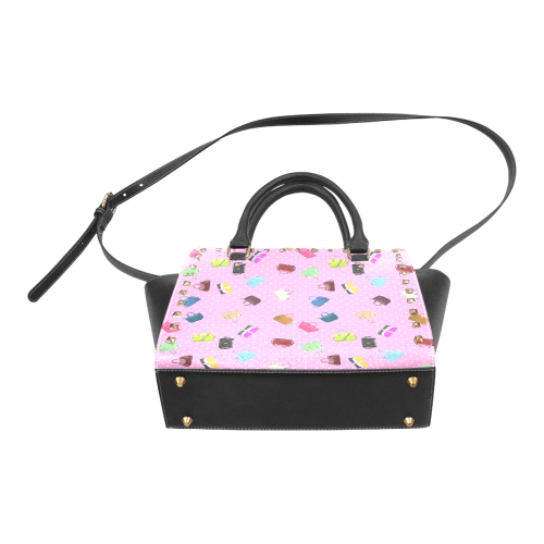 Little Purses and Pink Polka Dots Rivet Shoulder Handbag (Model 1645)