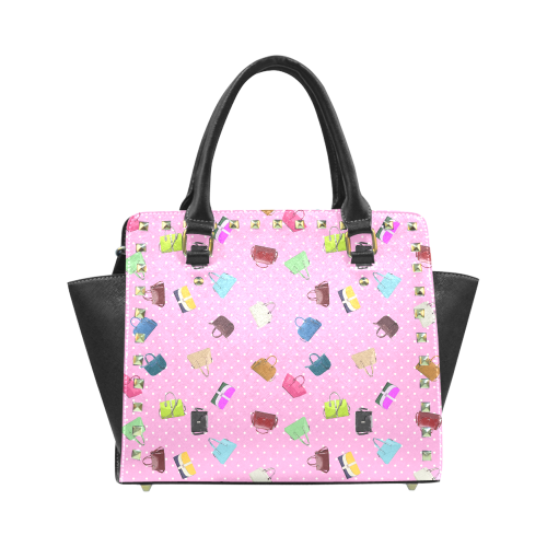 Little Purses and Pink Polka Dots Rivet Shoulder Handbag (Model 1645)