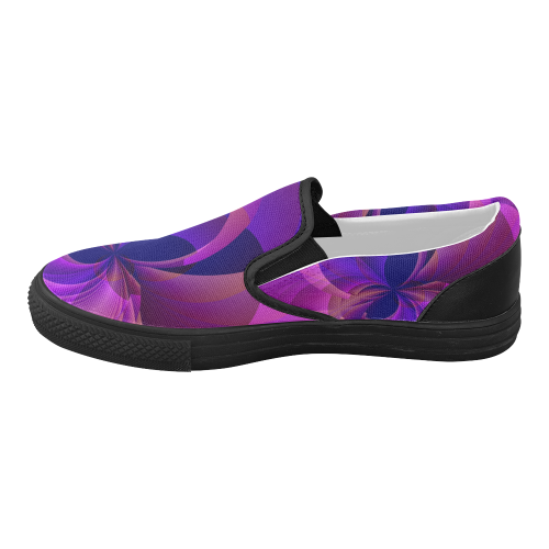 Blue and Purple Modern Abstract Infinity Women's Slip-on Canvas Shoes (Model 019)