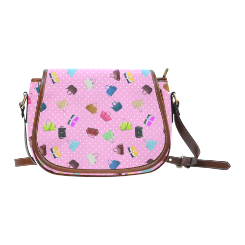 Little Purses and Pink Polka Dots Saddle Bag/Large (Model 1649)