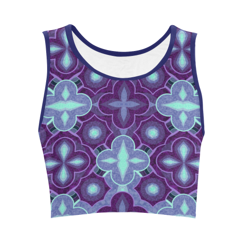 Purple blue pattern Women's Crop Top (Model T42)