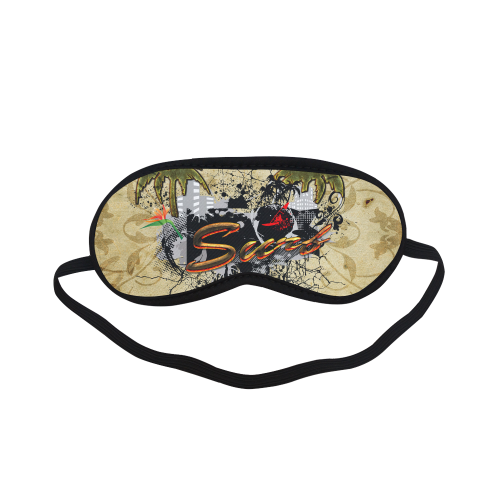 Surfing, surfdesign with surfboard and palm Sleeping Mask