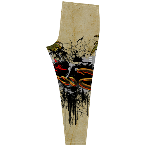 Surfing, surfdesign with surfboard and palm Cassandra Women's Leggings (Model L01)