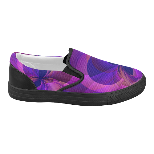 Blue and Purple Modern Abstract Infinity Women's Slip-on Canvas Shoes (Model 019)