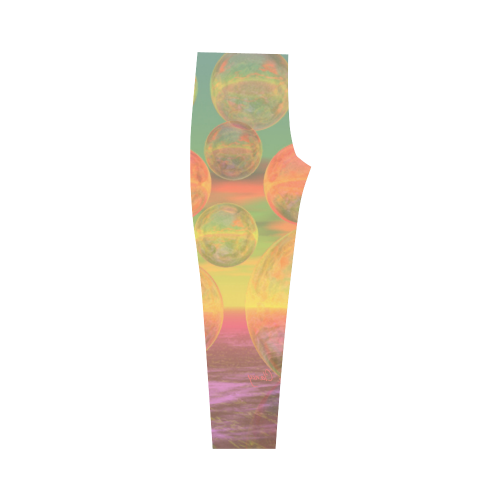 Autumn Ruminations, Abstract Gold Rose Glory Capri Legging (Model L02)