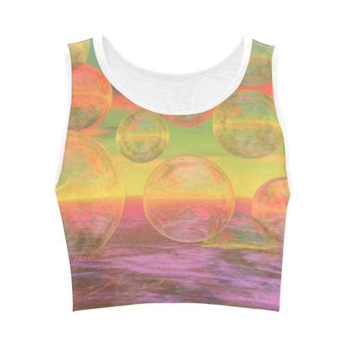 Autumn Ruminations, Abstract Gold Rose Glory Women's Crop Top (Model T42)