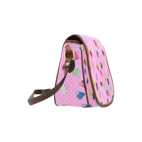 Little Purses and Pink Polka Dots Saddle Bag/Small (Model 1649) Full Customization