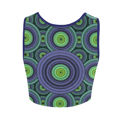 Green and Blue Stitched Women's Crop Top (Model T42)