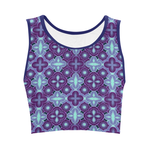 Purple blue seamless pattern Women's Crop Top (Model T42)