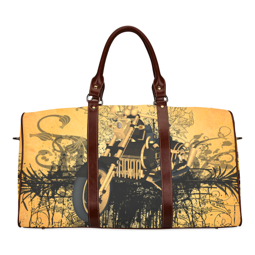 Steampunk, awesome motorcycle with floral elements Waterproof Travel Bag/Small (Model 1639)