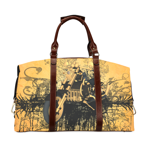 Steampunk, awesome motorcycle with floral elements Classic Travel Bag (Model 1643)