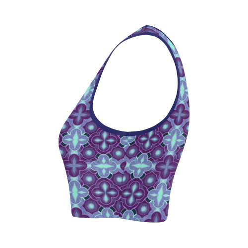 Purple blue seamless pattern Women's Crop Top (Model T42)