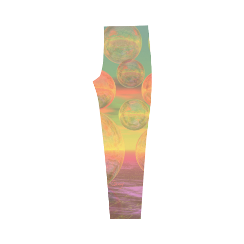 Autumn Ruminations, Abstract Gold Rose Glory Capri Legging (Model L02)