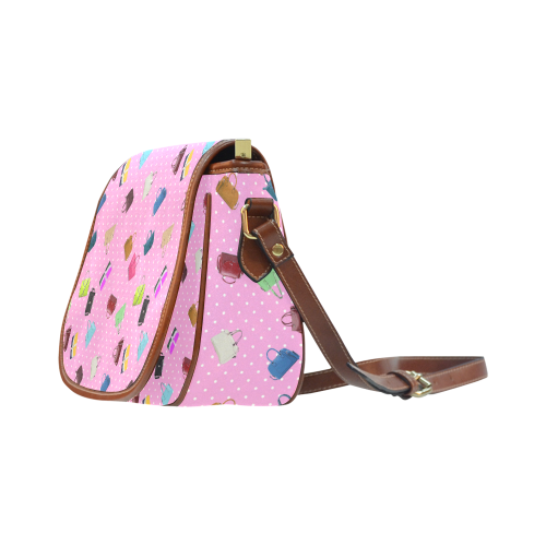 Little Purses and Pink Polka Dots Saddle Bag/Large (Model 1649)