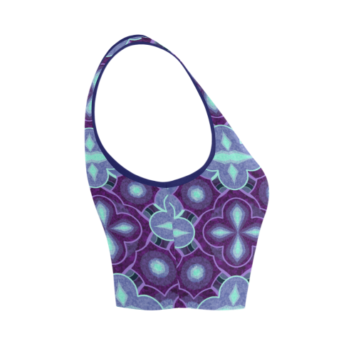 Purple blue pattern Women's Crop Top (Model T42)