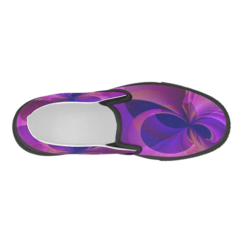 Blue and Purple Modern Abstract Infinity Women's Slip-on Canvas Shoes (Model 019)