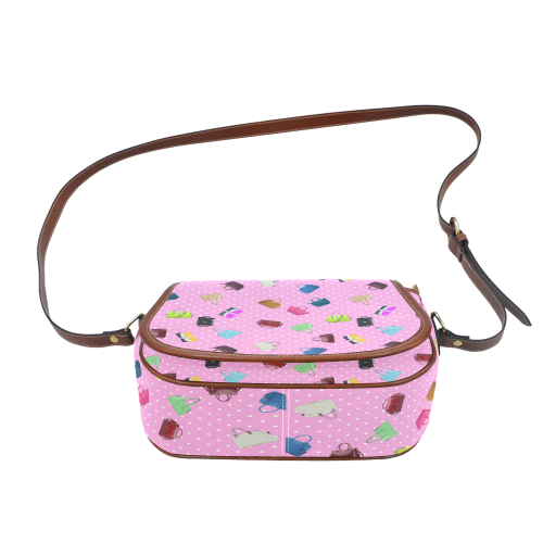 Little Purses and Pink Polka Dots Saddle Bag/Small (Model 1649) Full Customization