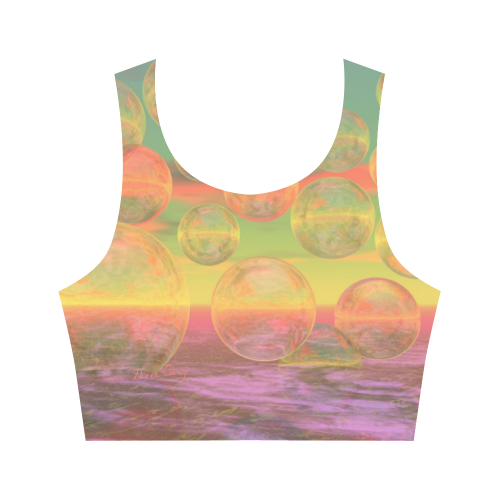 Autumn Ruminations, Abstract Gold Rose Glory Women's Crop Top (Model T42)