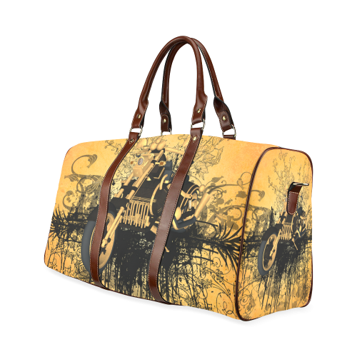 Steampunk, awesome motorcycle with floral elements Waterproof Travel Bag/Small (Model 1639)