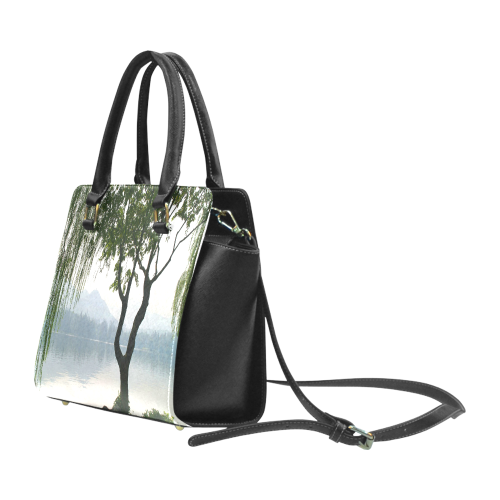Weeping Willow Mountian View Rivet Shoulder Handbag (Model 1645)