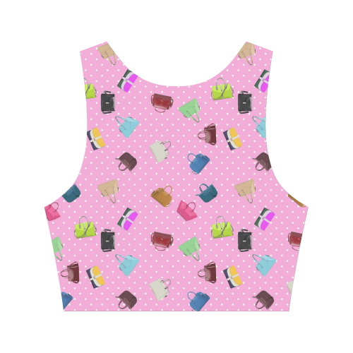 Little Purses and Pink Polka Dots Women's Crop Top (Model T42)