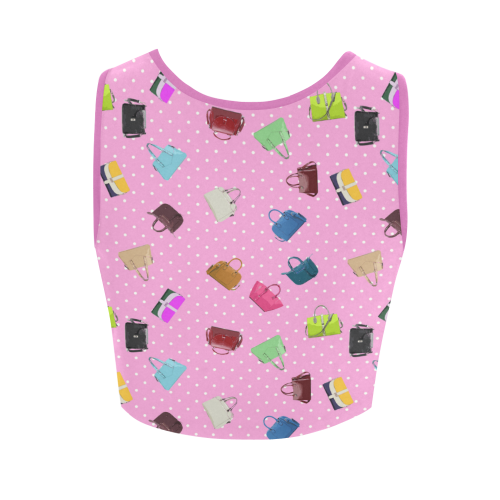 Little Purses and Pink Polka Dots Women's Crop Top (Model T42)