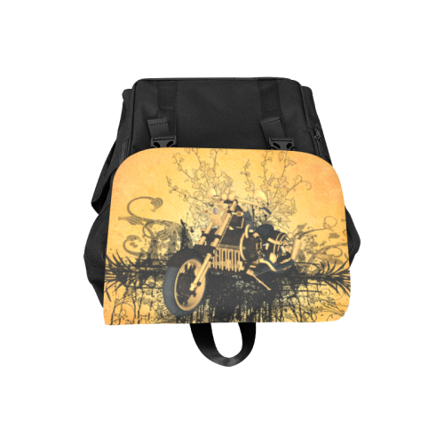 Steampunk, awesome motorcycle with floral elements Casual Shoulders Backpack (Model 1623)