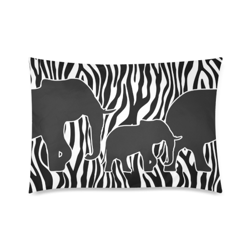 ELEPHANTS to ZEBRA stripes black & white Custom Zippered Pillow Case 20"x30"(Twin Sides)