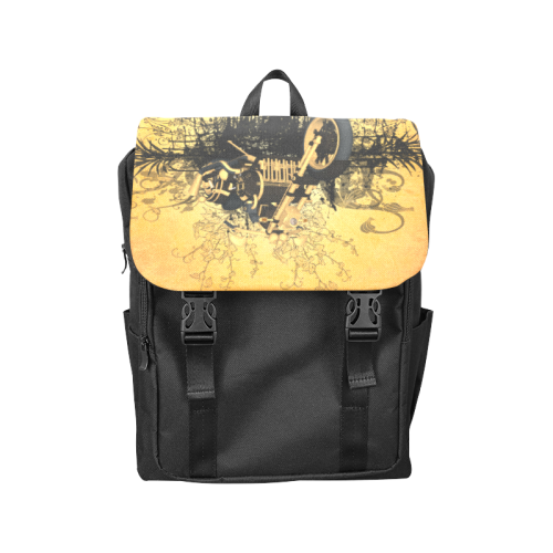 Steampunk, awesome motorcycle with floral elements Casual Shoulders Backpack (Model 1623)