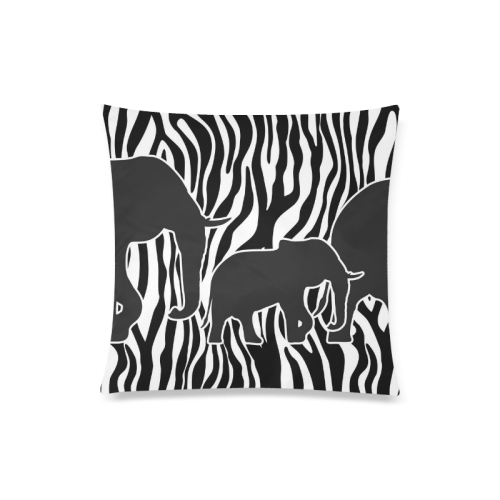 ELEPHANTS to ZEBRA stripes black & white Custom Zippered Pillow Case 20"x20"(Twin Sides)