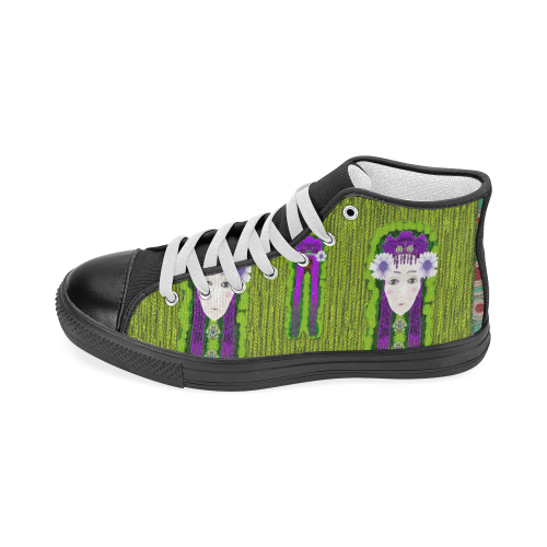 Lady Panda Is here Popart Women's Classic High Top Canvas Shoes (Model 017)