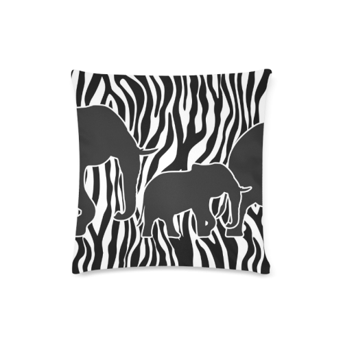 ELEPHANTS to ZEBRA stripes black & white Custom Zippered Pillow Case 16"x16"(Twin Sides)