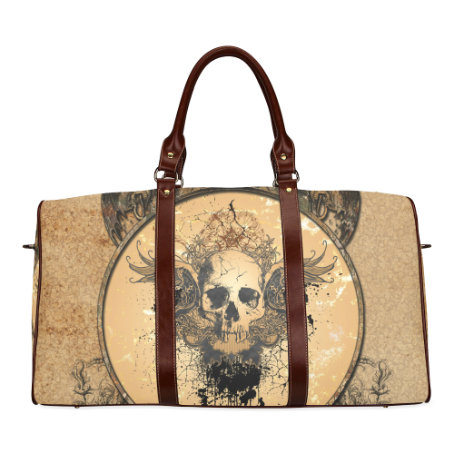 Awesome skull with wings and grunge Waterproof Travel Bag/Large (Model 1639)