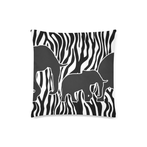ELEPHANTS to ZEBRA stripes black & white Custom Zippered Pillow Case 18"x18"(Twin Sides)