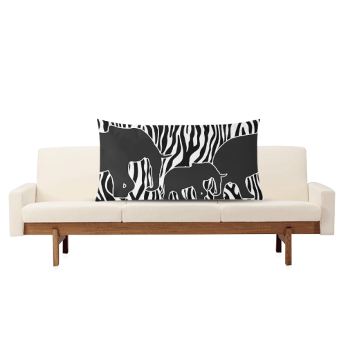 ELEPHANTS to ZEBRA stripes black & white Rectangle Pillow Case 20"x36"(Twin Sides)