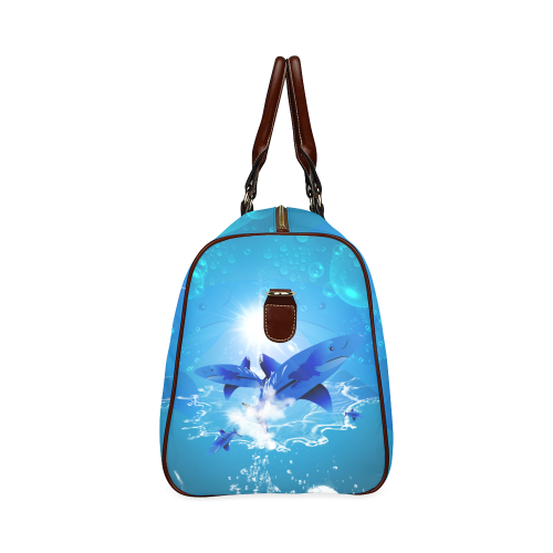 The cartoon sharks Waterproof Travel Bag/Large (Model 1639)