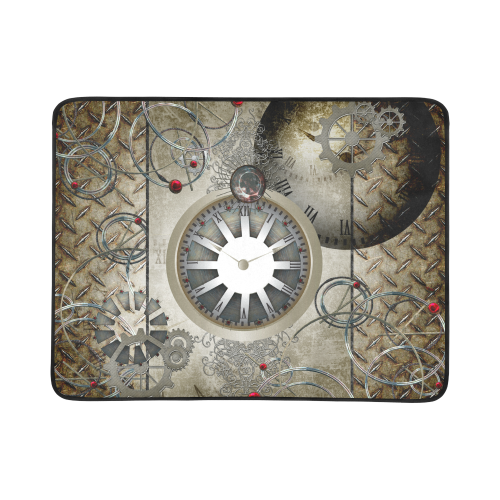 Steampunk, noble design, clocks and gears Beach Mat 78"x 60"