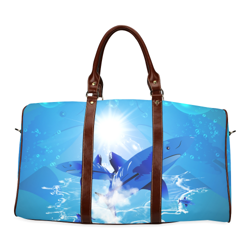 The cartoon sharks Waterproof Travel Bag/Large (Model 1639)