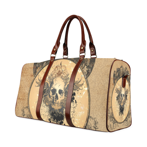 Awesome skull with wings and grunge Waterproof Travel Bag/Large (Model 1639)