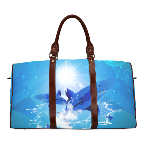 The cartoon sharks Waterproof Travel Bag/Large (Model 1639)